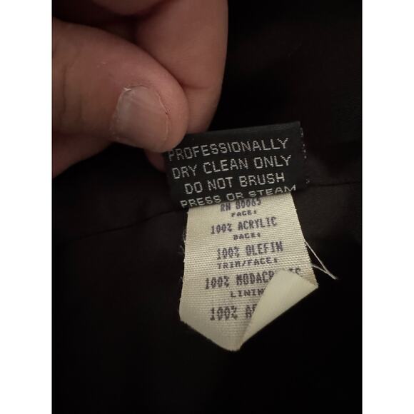 Boulevard East Faux Fur‎ Coat Black Beaver Trim Long Vintage Size Small 6-8 - Picture 10 of 13